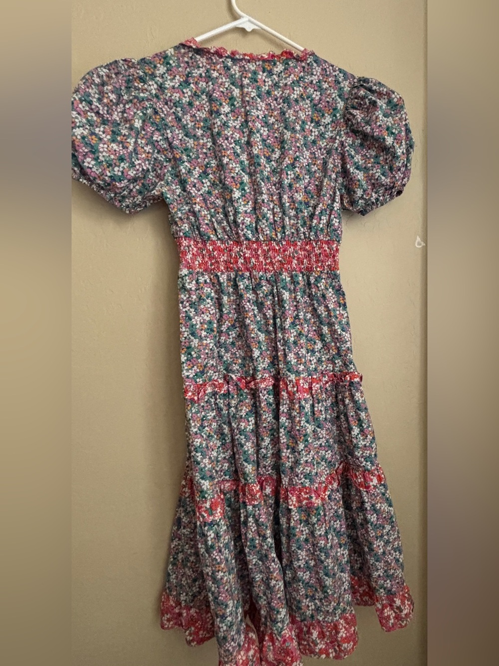 Ditsy Floral Summer Dress w/ V-Neck & Puff Sleeves 100% Cotton Women’s XL Boho - Picture 2 of 13